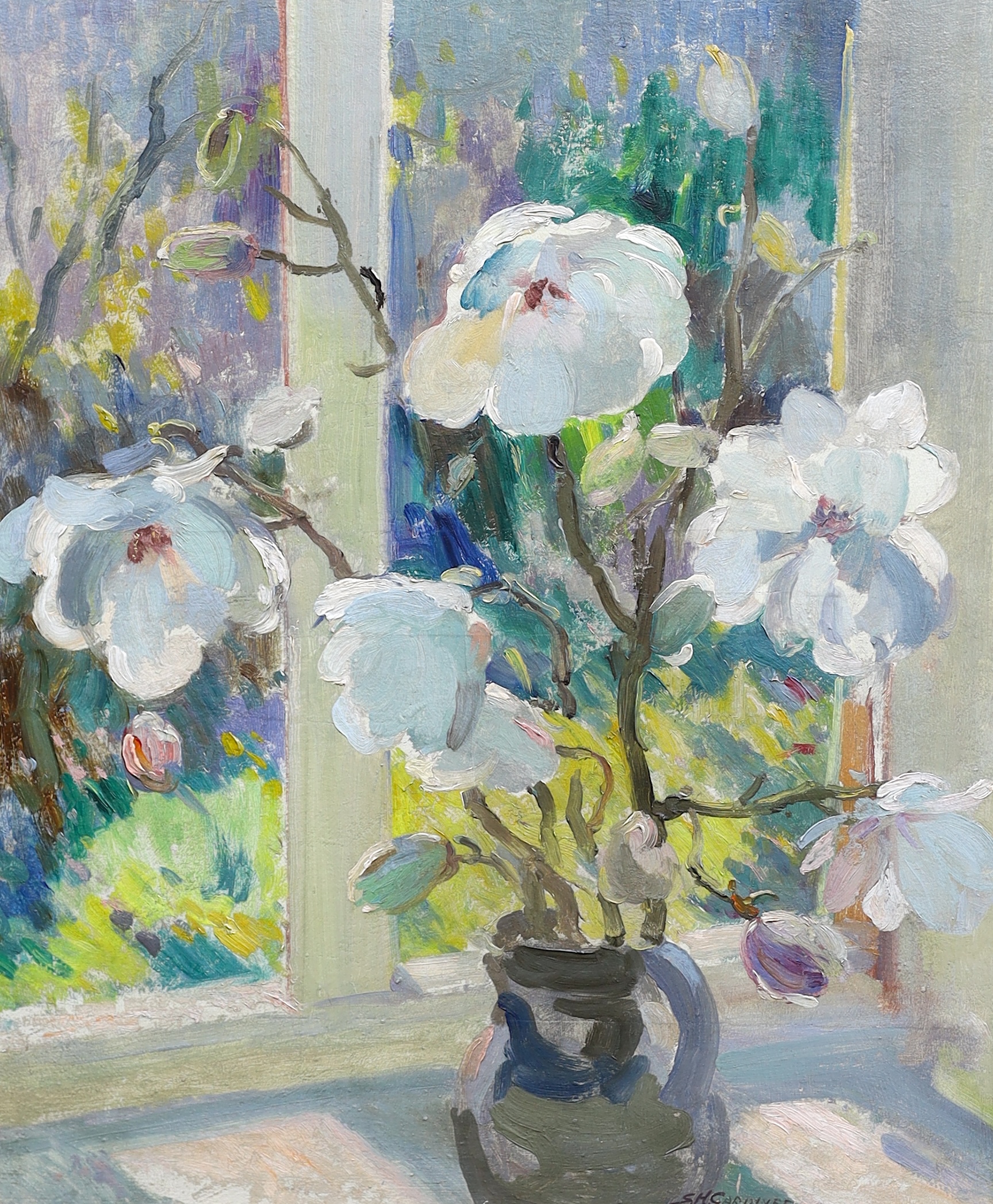 Stanley Horace Gardiner (British, 1887-1952), 'Magnolia blossom', oil on board, 60 x 50cm